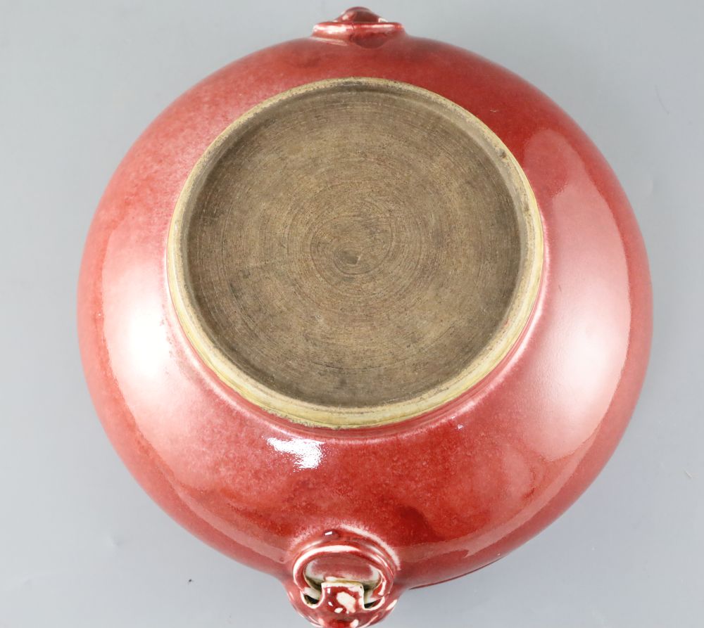 A Chinese sang de boeuf glazed censer, W.29.5cm